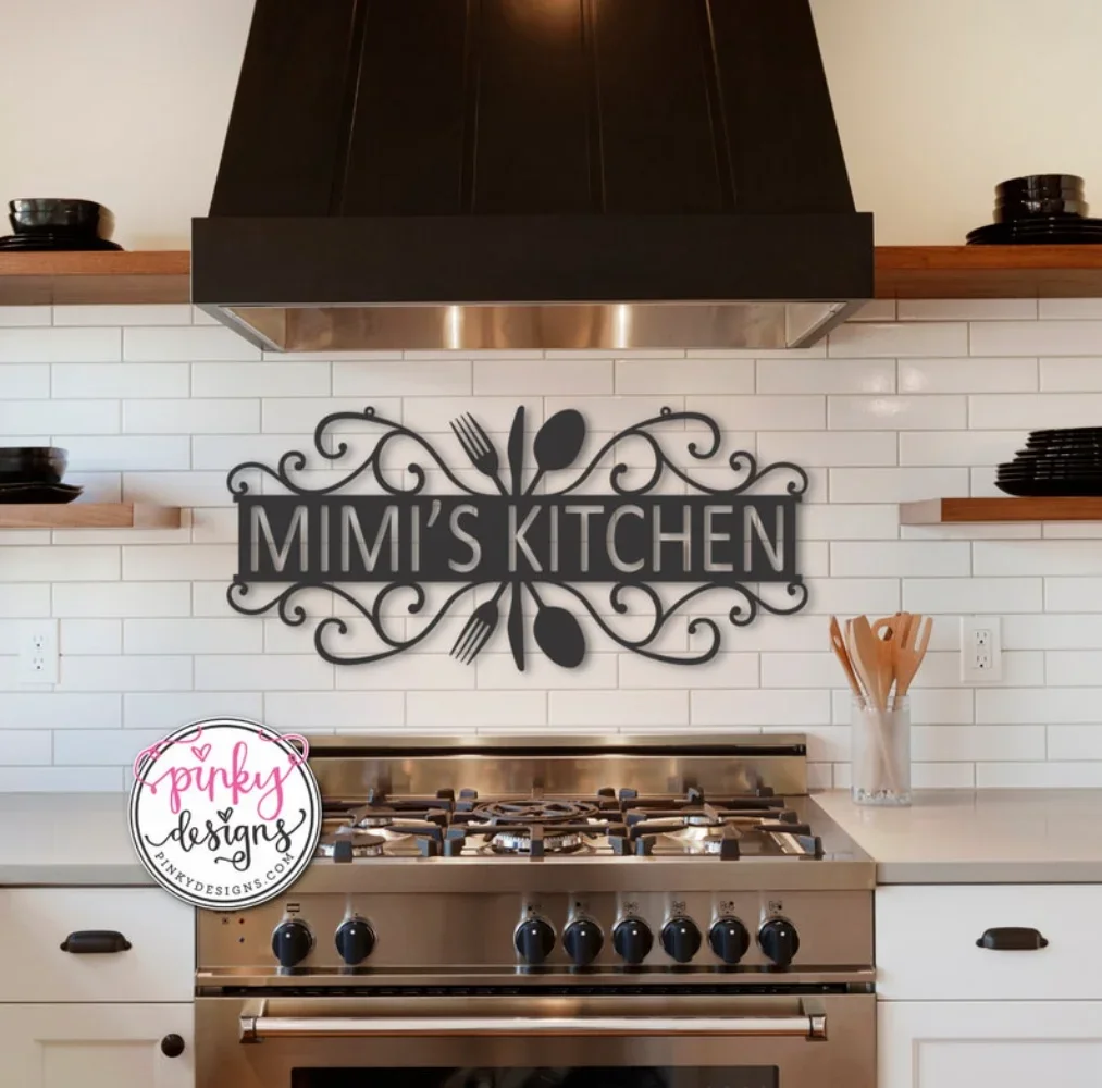 

Custom Metal Sign Mimi's Kitchen Customizable Mom's Kitchen Decor Personalized Sign Wall Decor Vintage Style Christmas