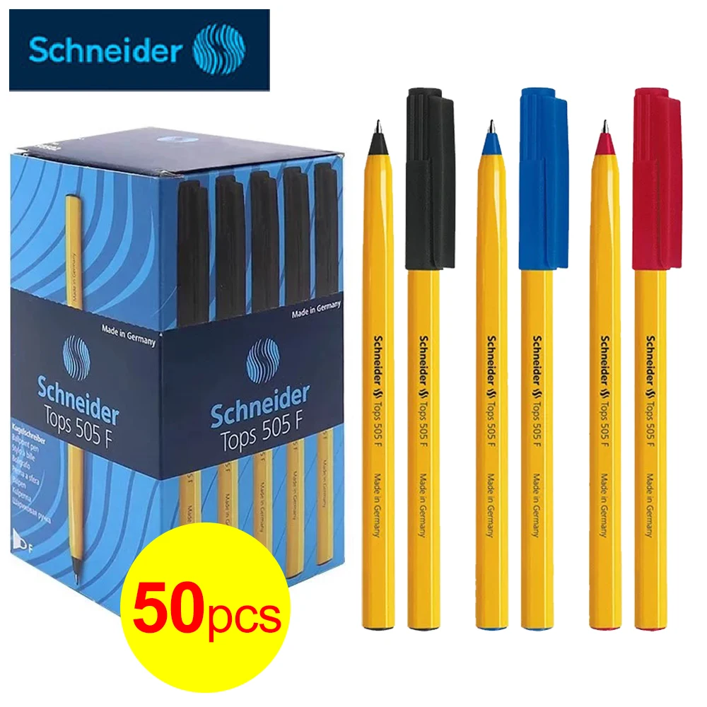 50pcs Wholesale Germany Schneider 505F Ballpoint Pen 0.5mm Oil-Based Ink Large Capacity Black Red Blue Office School Stationery