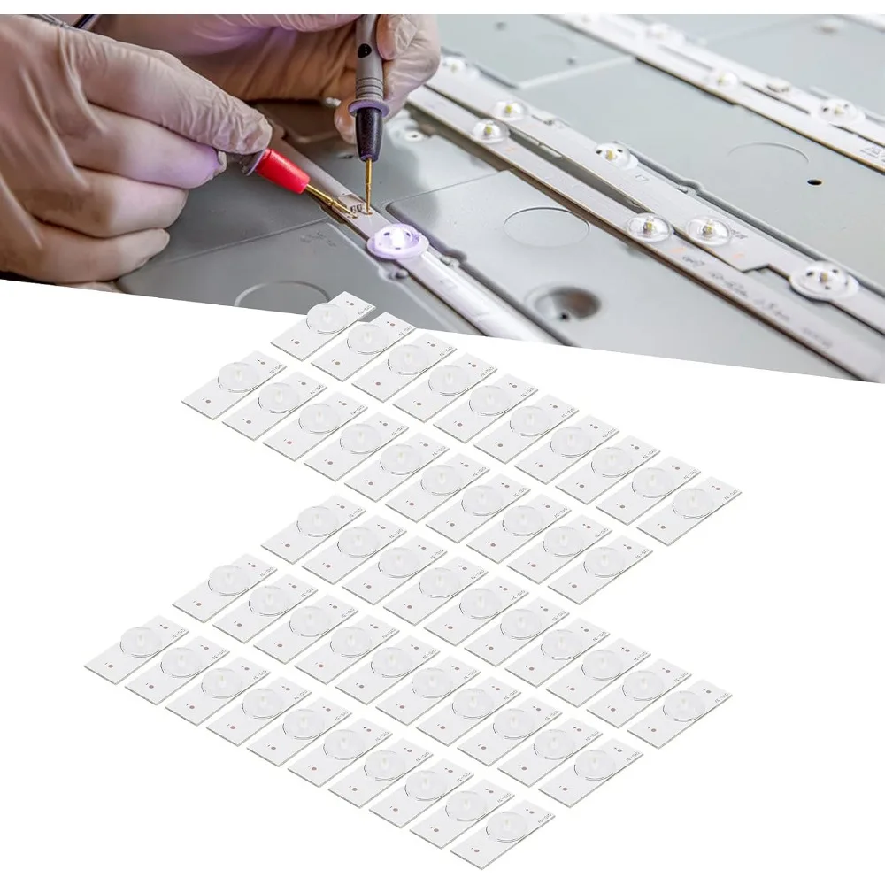 50 قطعة من مصابيح LED، عدسة 3 فولت SMD LED، حبات مصباح اللوحة مع عدسة من الألياف الزجاجية لإصلاح تلفزيون LED مقاس 32-65 بوصة وأضواء الشريط