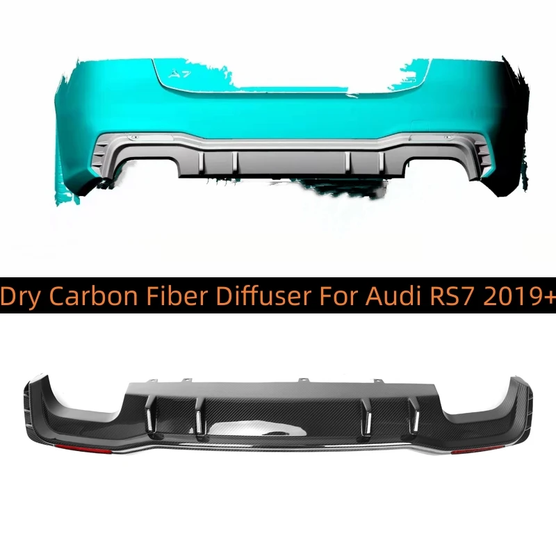 

For Audi RS7 C8 2019 2020 2021 2022 2023 Dry Carbon Fiber Rear Bumper Diffuser Lip Spoiler High Quality Car Accessories