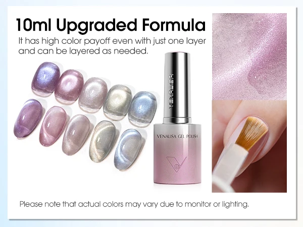 Venalisa Cat Eye Gel Nagellack Set Magnetischer Effekt Schimmerndes Nagelgel Set Hochpigmentiert Abziehbarer UV LED Nagelkunst Maniküre 10ml x 5 Stück – Detail 7