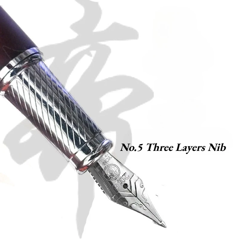 BALAOYE Three Layer Long Knife Grinding Fountain Pen Multi-layer Four Layer Pointed 3.0/4.0 26mm No.5 Wood Resin Calligraphy Pen