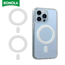 Bonola for Magnetic Ring Universal Sticker Support Wireless Charger Car Phone Holder 2 in 1 Magnet Ring for iPhone/Samsung