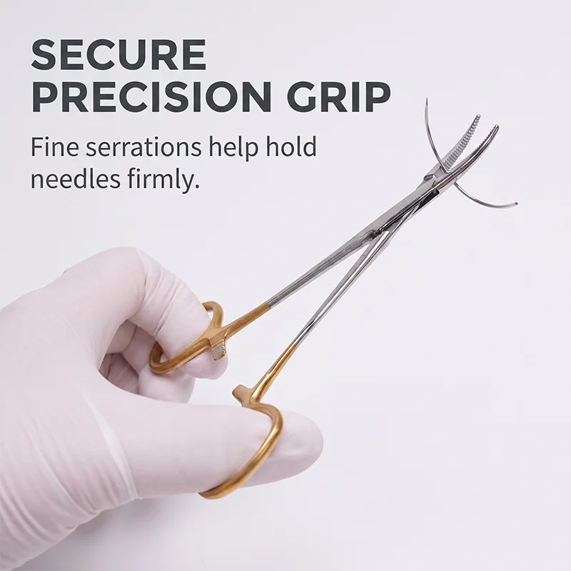 1PC Dental Needle Holder Plier TC Head Reusable Stainless Steel Gold Plated Handle Orthodontic Forcep Surgical Instrument