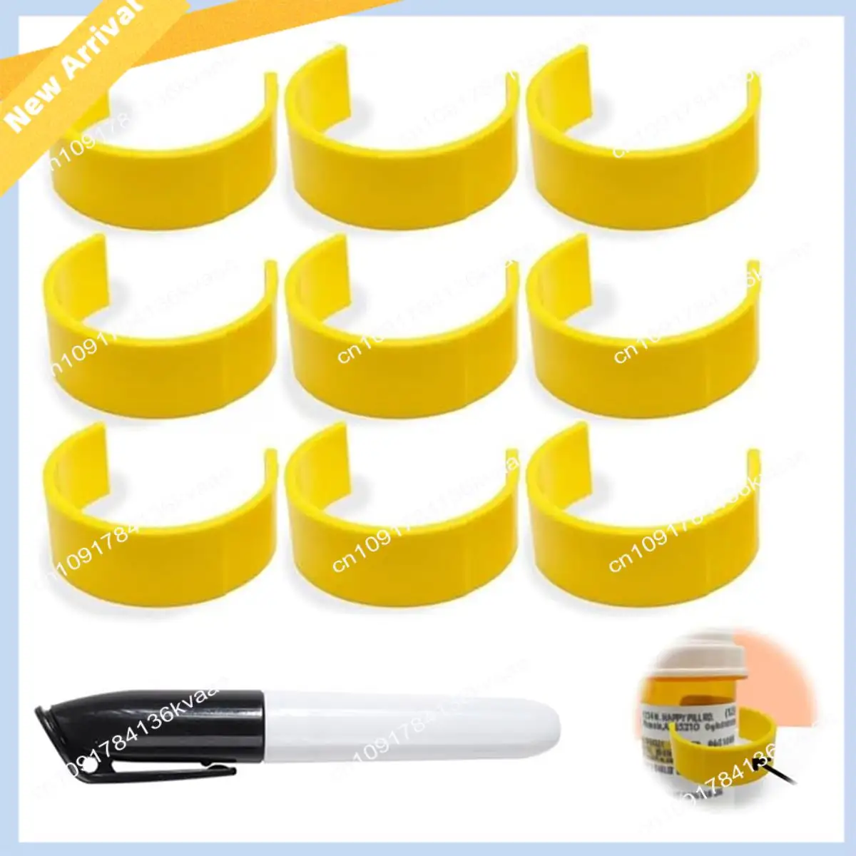 مشبك زجاجة دواء M01K، مشبك ملصق زجاجة دواء، سهل التعرف على الدواء - زجاجة مع ملصق