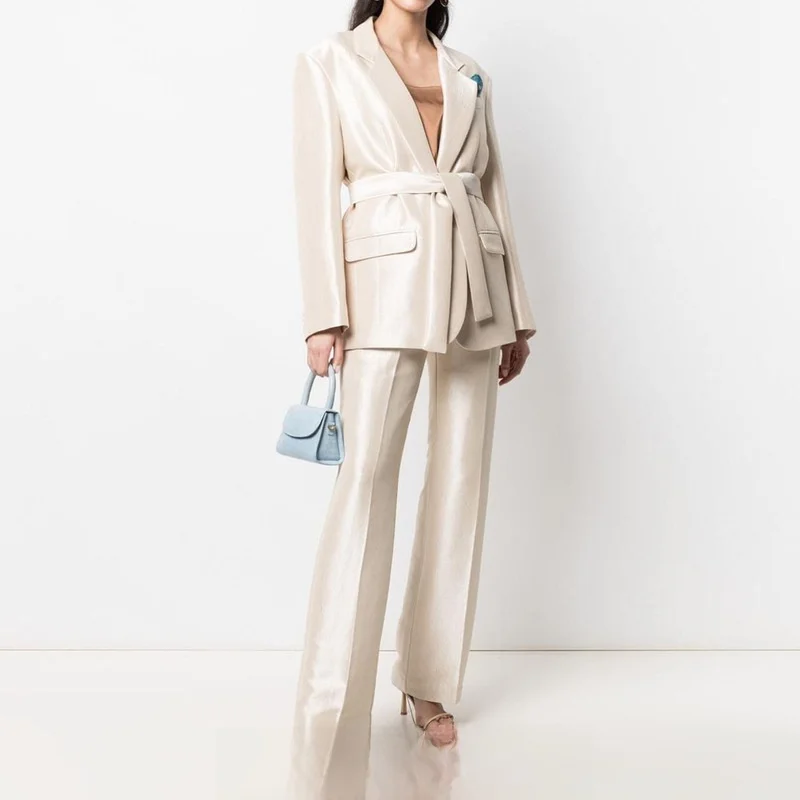 Spring Autumn 2024 New Fashionable High-Quality Women's Suit Set Elegant Personality Fabric Long Sleeve Pants Workwear