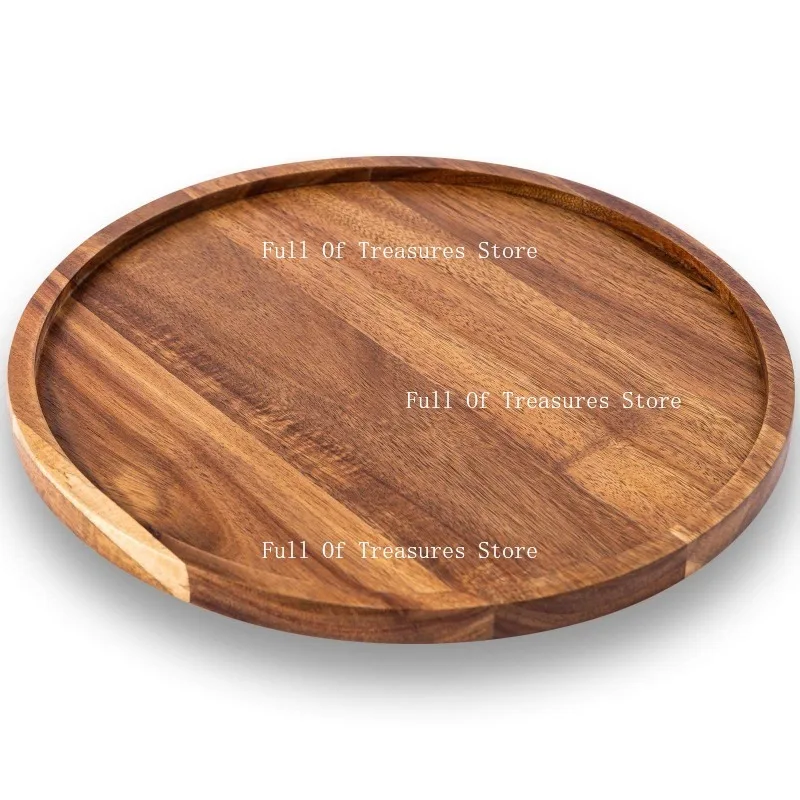 Acacia wood large dinner plate tray round tea tray pendulum waterproof solid wood dried fruit disc
