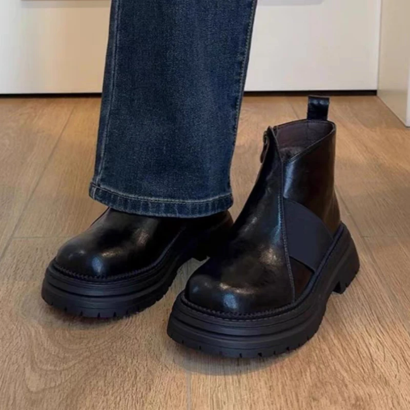 

Women Ankle Boots Flats Platform Shoes Elegant 2025 Winter New Trend Brand Woman Sneakers Goth Party Chelsea Boots Woman Zapatos