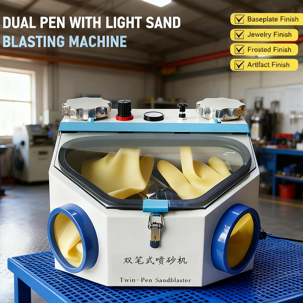 10W Dental Double Pen Sanding Blaster Metal Jewelry Processing Polishing Sandblasting Machine Dual Spray Gun Sandblasting Tool