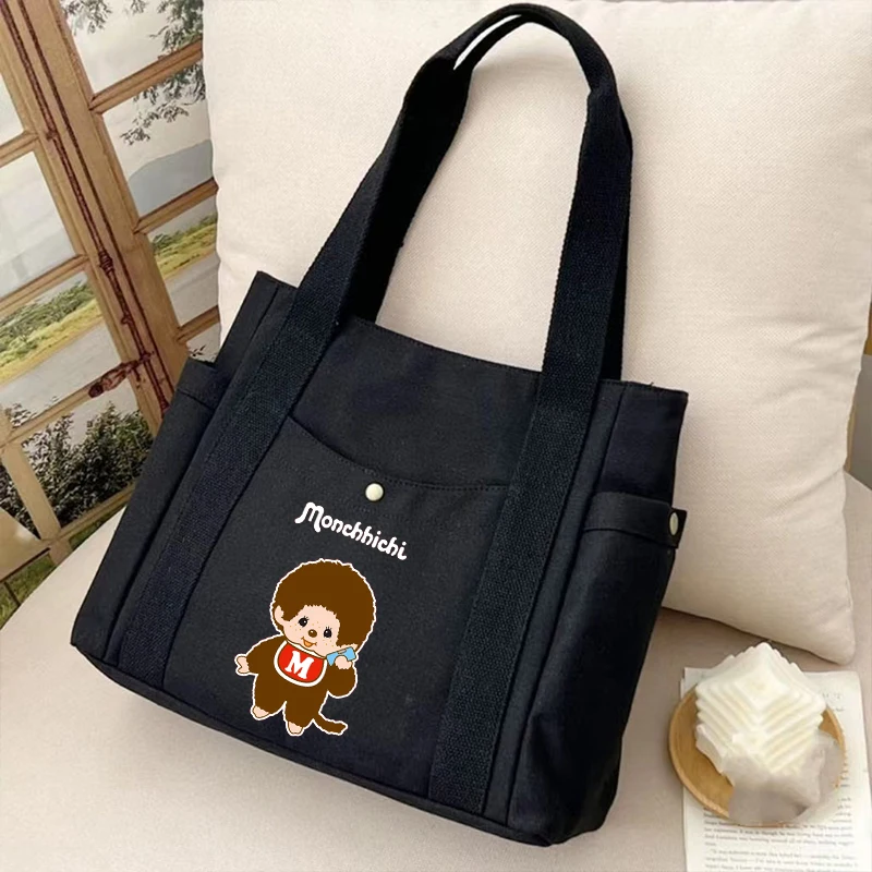 

MONCHHICHI Women Canvas Bags Shoulder Bag Fashion Tote Bags Girl Cartoon Printed Tote Bag Large Capacity Handbag Shopping Bags