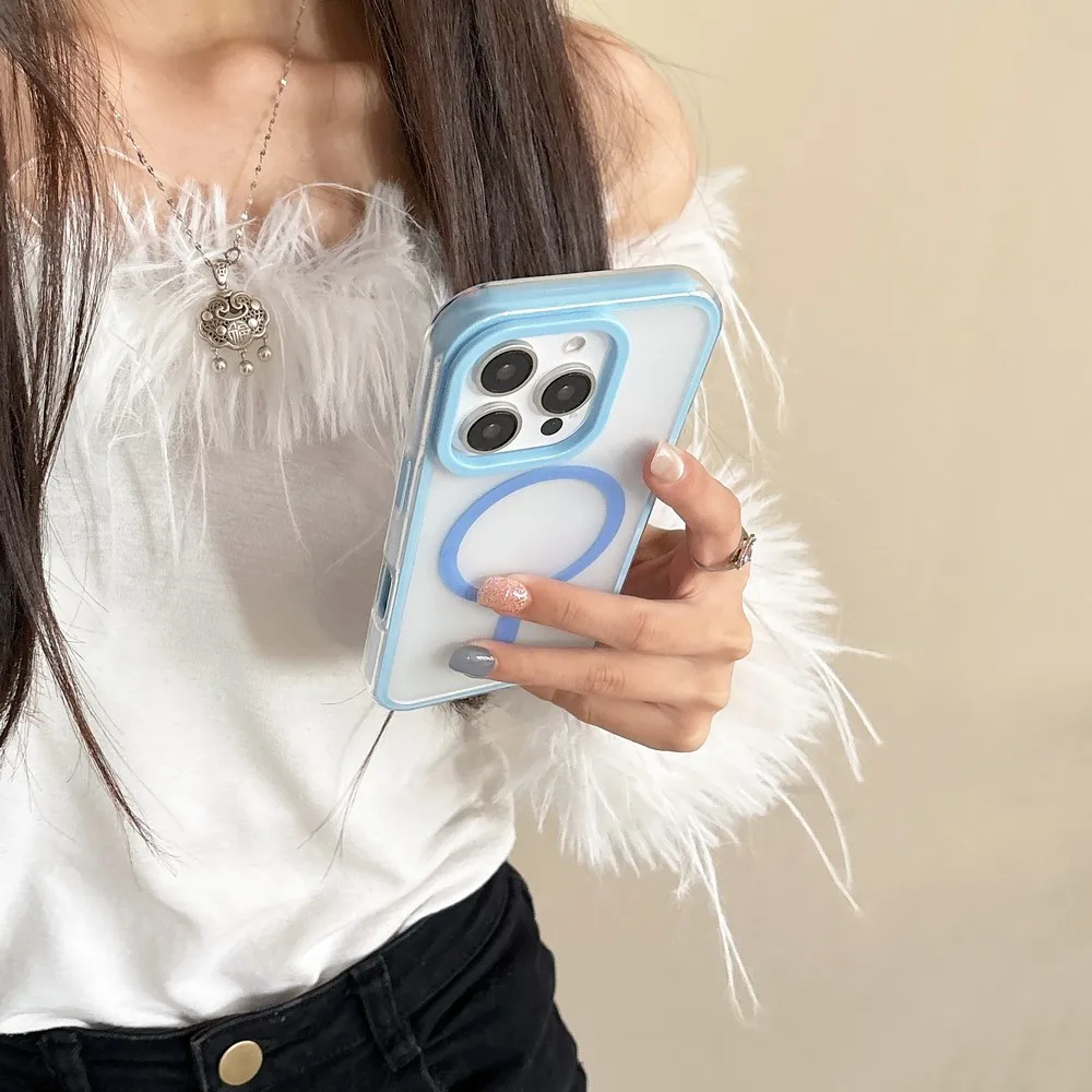 2025 iPhone Case Magnetic&Anti-Fingerprint Frosted Clear Candy Color for iPhone 11 12 13 14 15 16 Series image 3
