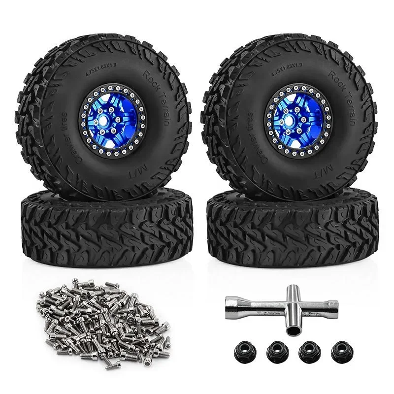 

4 Pieces 1/10 RC Crawler Car Wheels and Tires Sturdy High Performance Spare Parts Replace Accessory RC Car Part for 90046 TRX4