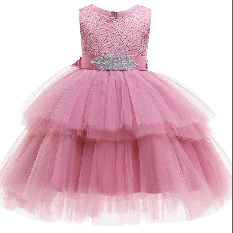 Princesa vestido de flores para meninas, elegante tutu do casamento, vestido de baile, fantasia de Natal para crianças