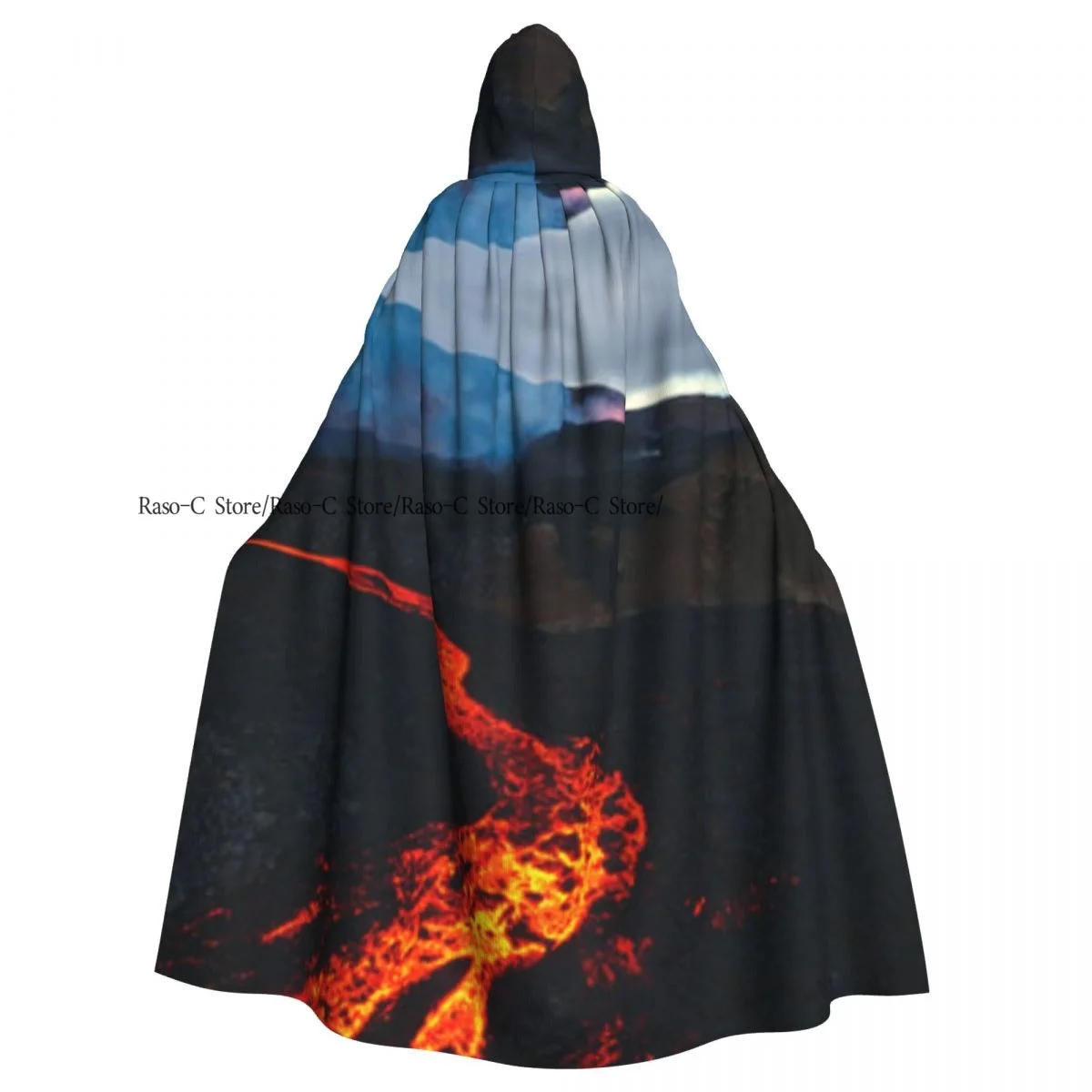 Volcano Dramatic Volcanic Eruption Hooded Cloak Polyester Unisex Witch Cape Costume Accessory