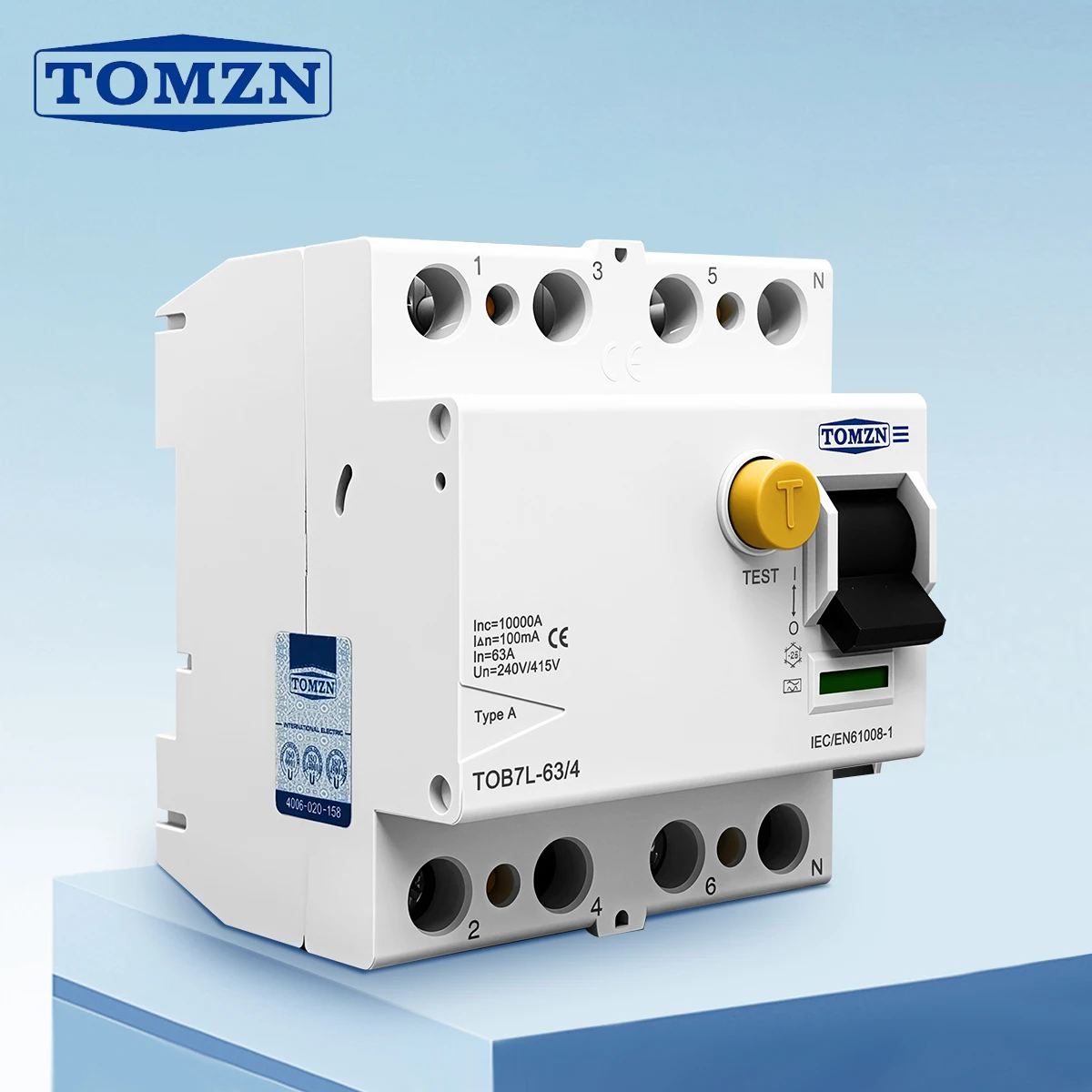 DIN Rail Electromagnetic Residual Current Circuit Breaker RCCB A/AC/B/F Type 240V/415V 30-300mA 40-63A Tomzn Office Small Size