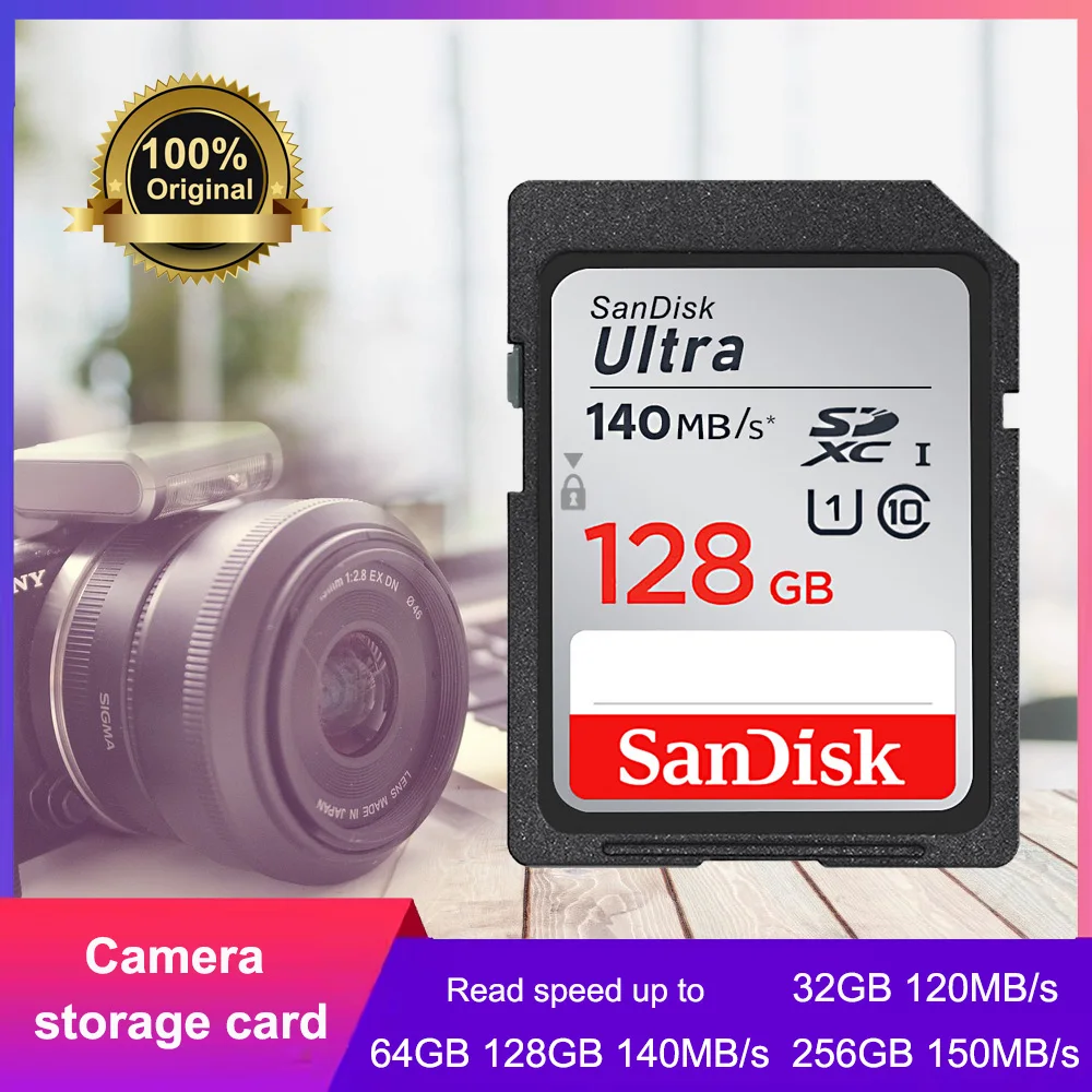 SanDisk 울트라 메모리 카드 SD 카드, SDHC/SDXC UHS-I 카드, 1080p 풀 HD 비디오용, 최대 150 MB/s 플래시 카드, 32GB, 64GB, 128GB, 256GB