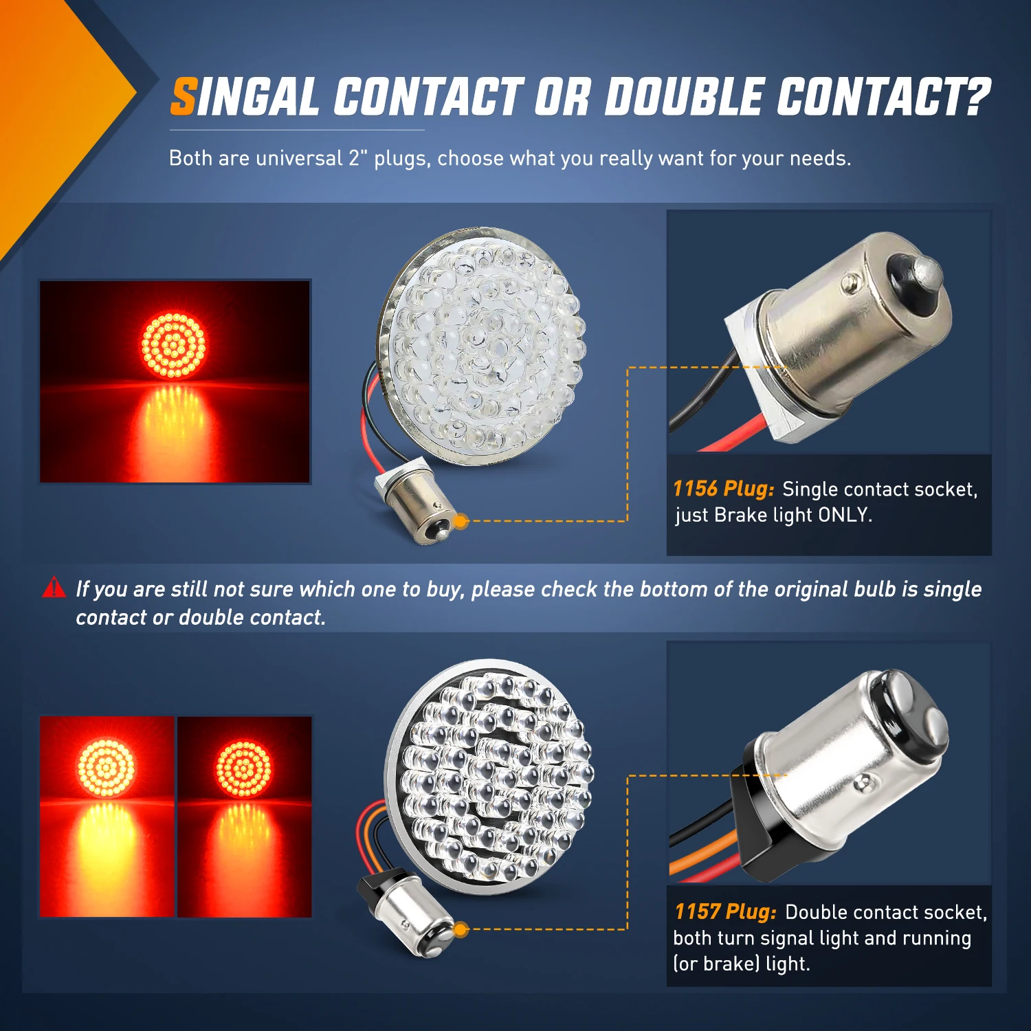 Nilight LED Turn Signal Rear Brake Running Lights 1157 Double Contacts Plug and Play for Harley Davidson Dyna Sportster Touring Street Glide Road King Iron 883