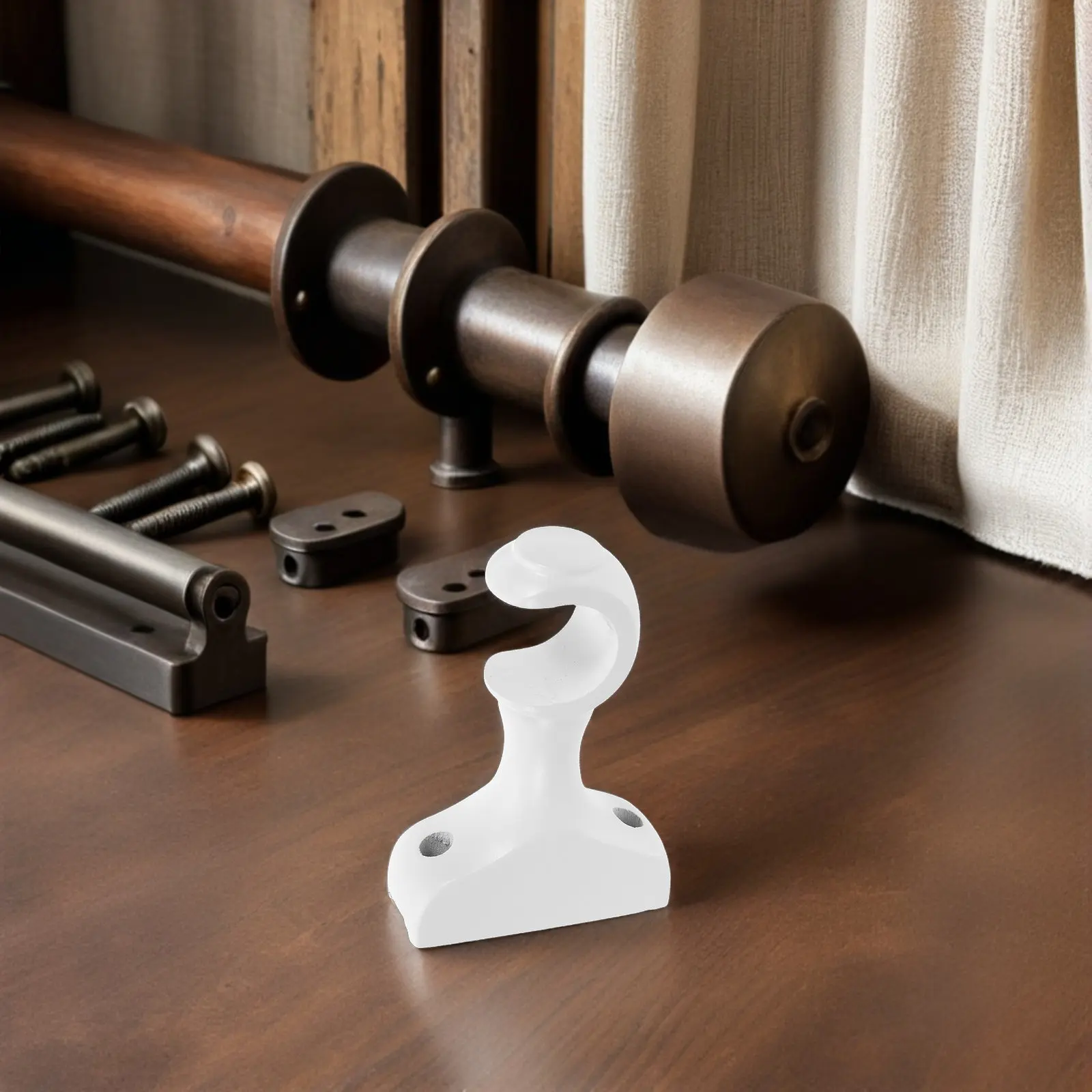 2Pcs Wood Curtain Rod Holders Brackets Window Support for Drapery Rods 29Mm Diameter Wall Mount Bedroom Living Room Bathroom