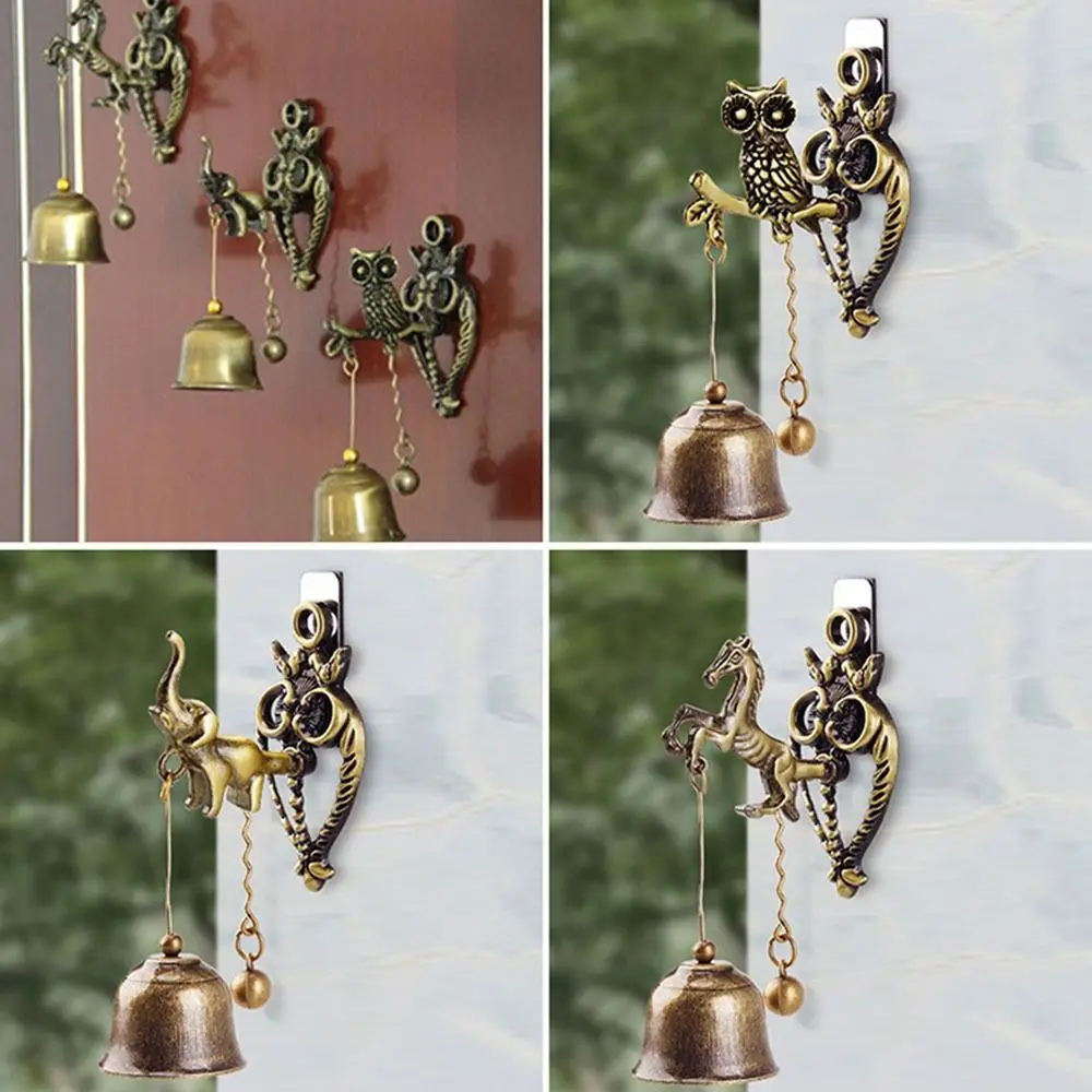 Vintage Metal Bell Door Shopkeeper Good Luck Knocker Windchime Wall Hanging Ornament for Room Garden Store Front Entrance Gift