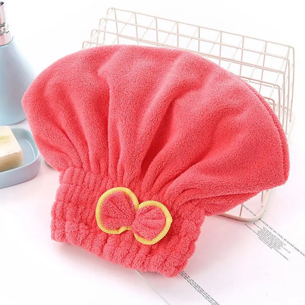 Hair Towel Wrap Super Absorbent Hair Drying Hat with Elastic Band Thickened Quick-dry Hair Wrap Frizz Bath Accessory for Home