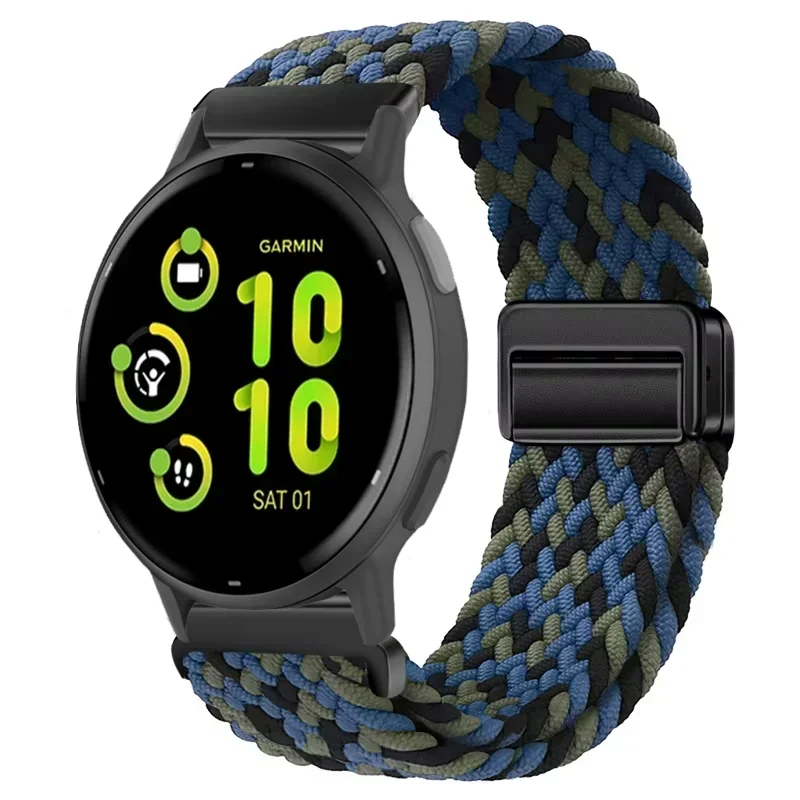20mm 22mm Magnetic Braided Nylon Strap for Garmin Garmin Forerunner 55 165 265 965 255 Active 5/Vivomove Trend/Venu 3 watchband