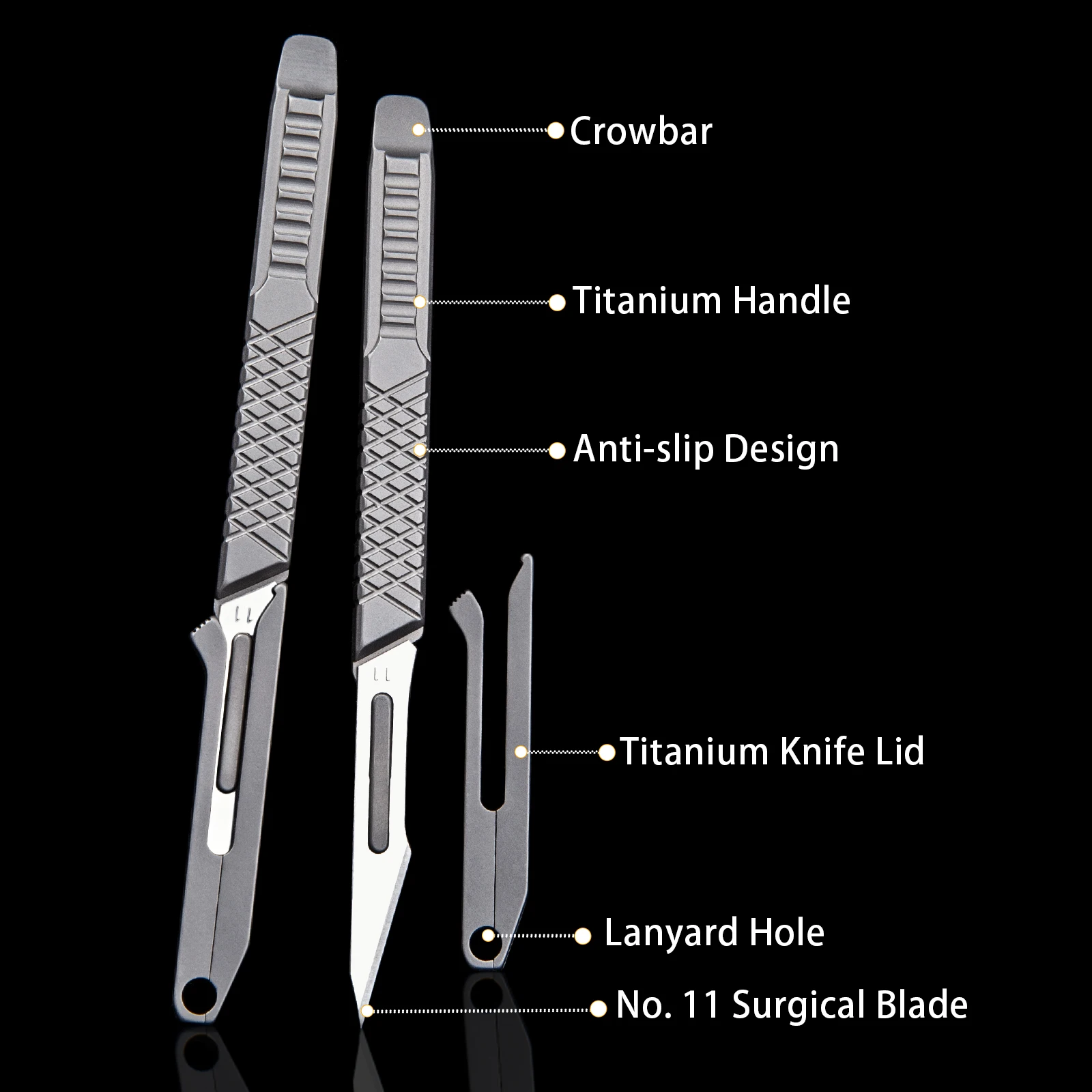 Scalpel Titanium Alloy Surgical Blade Carving Knife No.11 Multifunctional Express Out Of The Box Tool Give 10pcs Blades non-slip