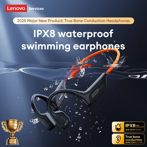 Imagen 2 del producto Auriculares Lenovo S106 de conducción ósea auténtica, Bluetooth 6,0, IPX8, resistentes al agua, 32GB, MP3, HIFI, con micrófono para nadar