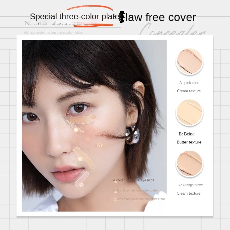 Hxl Three-Color Concealer Spot Acne Marks Acne Face Eye Bag Cream Oily Skin