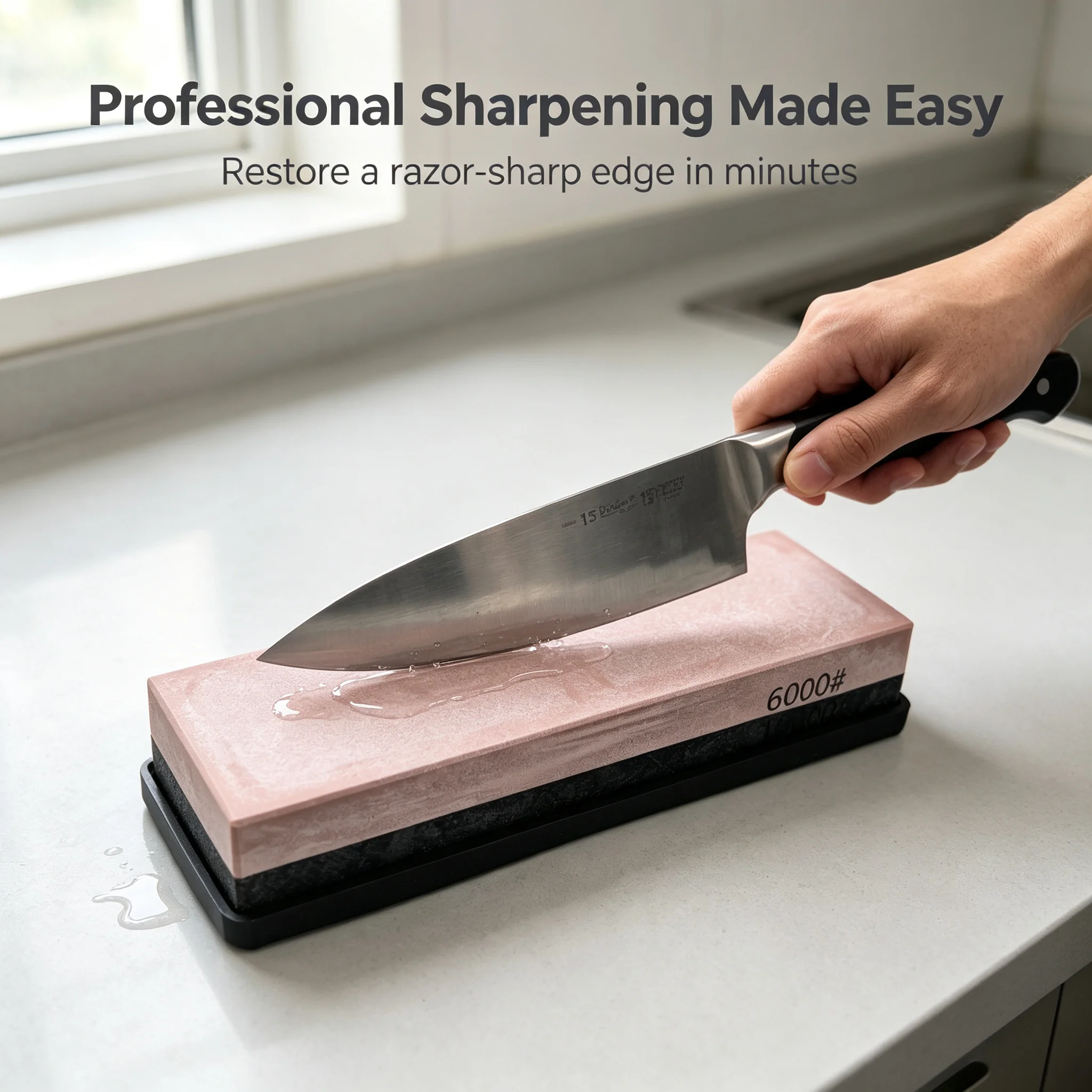 New Double-Sided Whetstone, 1000/10000 Grit Sharpening Stone, Natural Agate Stone for Kitchen Outdoor Knife Sharpening