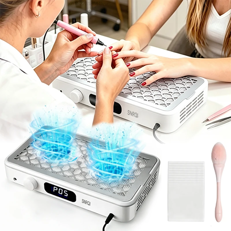 Nail Dust Collector 3500RPM Powerful Nail Dust Extractor for Manicure Dual Fan Nail Dust Vacuum Cleaner With Remove Paper Filter