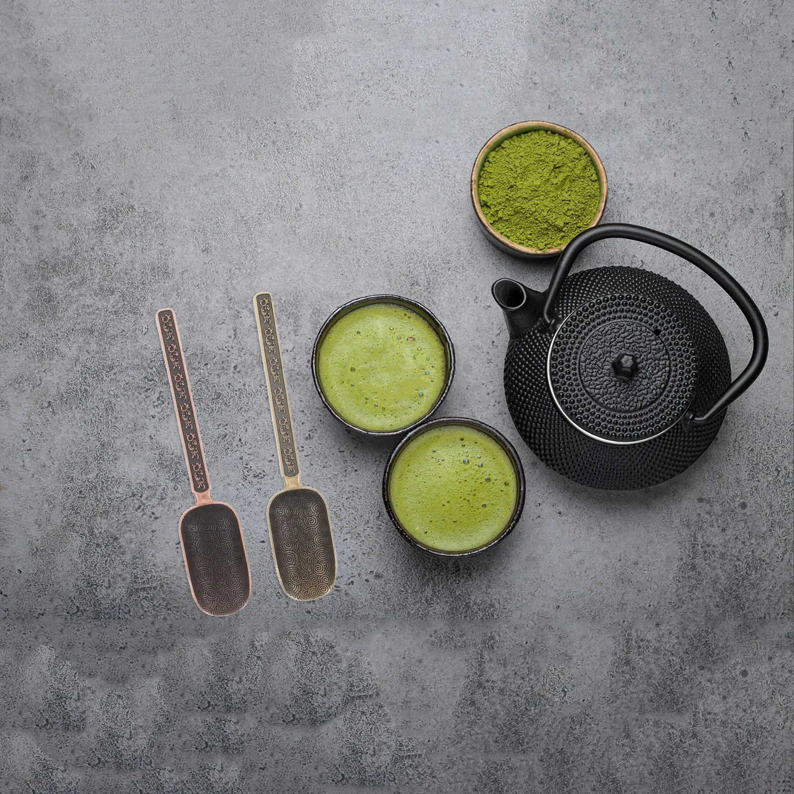 

2Pcs Stable Alloy Tea Leaf Measuring Tool Elegant Cloud Pattern Design Loose Leaf Tea Accessories Kung Fu Art Bronze