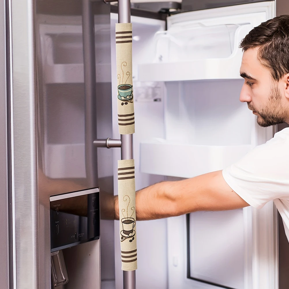 

3pcs Refrigerator Handle Cover Coffee Themed Fridge Door Protector Kitchen Appliance Cover Stain Resistant Fingerprints Proof