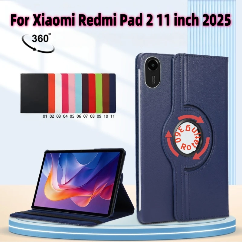 360 Rotating Tablets Case For Xiaomi Redmi Pad 2 2025 Redmi Pad SE 11inch XiaomiPad 6 5 Pro Cover MiPad 7 11.2 With Stand Holder