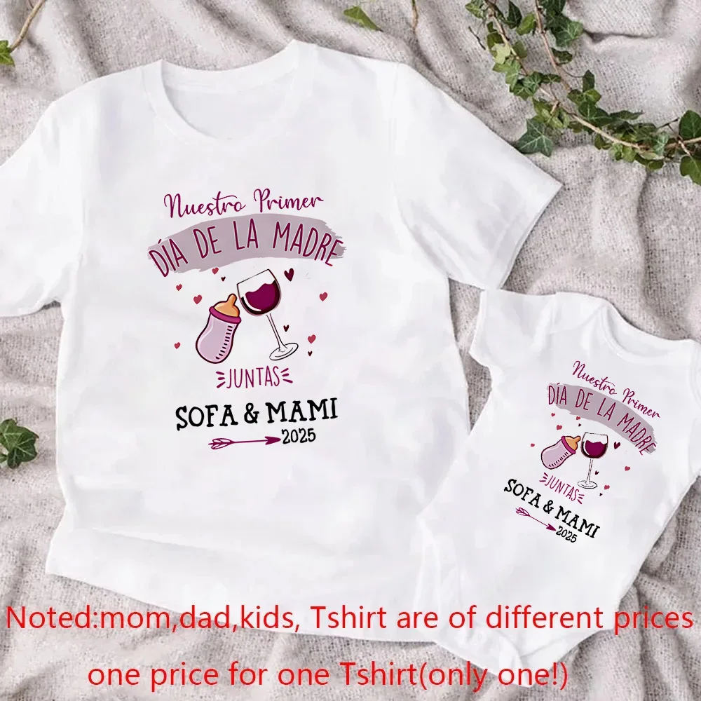 Personalized Our First Mothers Day Mama & Baby Matching Outfit Mom T-shirt Custom Name Infant Romper Mother\'s Day Outfits Tops