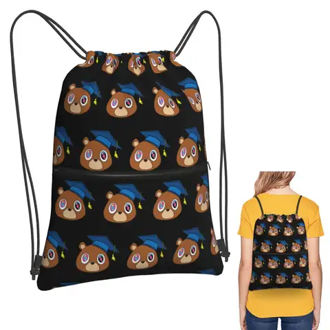 Kanye West Dropout Bear Chicago Vintage Graduation Backpacks Portable Drawstring Bags Sundries Bag Book Bags For Travel School