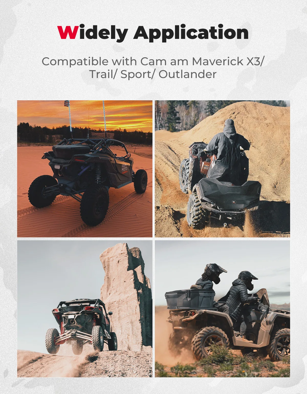 Maverick X3 Rear Cargo Storage Box 8 Gal UTV/ATV KEMIMOTO for Can-Am X3 Max Commander Outlander G2 Renegade G2S 500 570 650