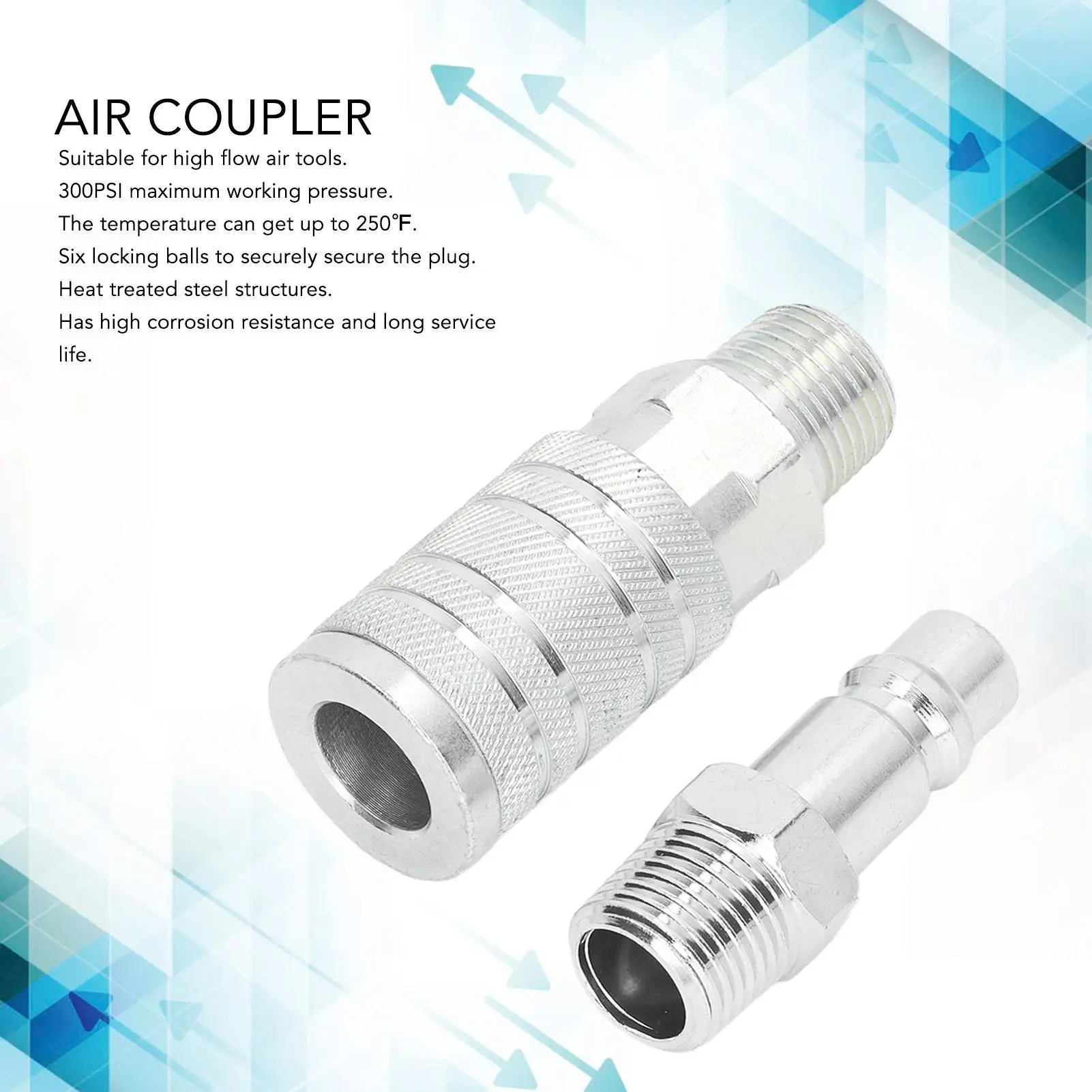 Pneumatic Fittings Air Hose Connector Male Female Quick Connect NPT 1/2 Inch Easy Install Standard Design