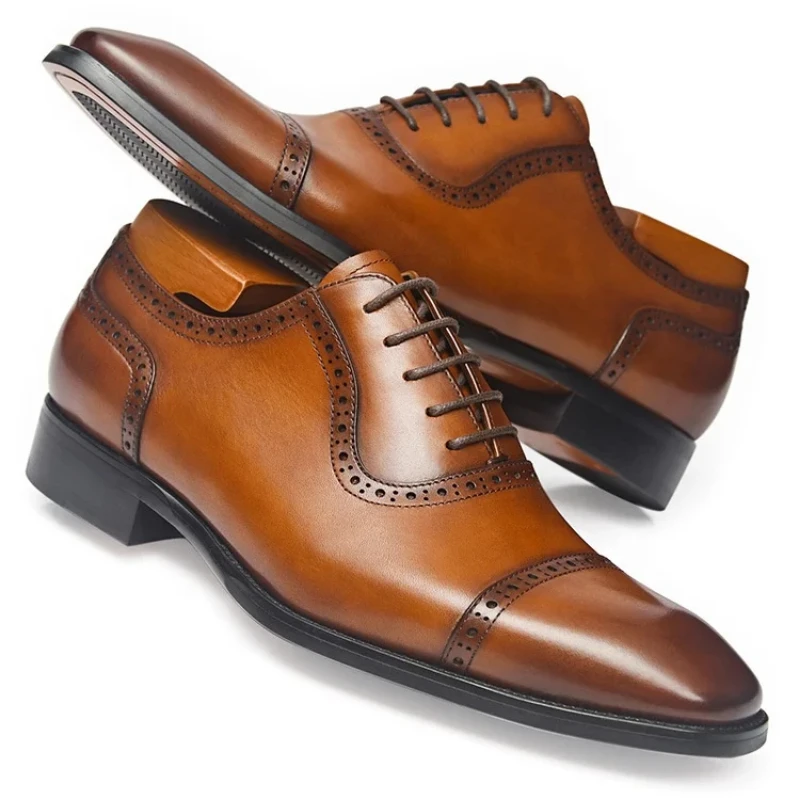 Erkek Deri Ayakkabı Modelleri Full Genuine Leather Elegant Style Top Quality Formal Business Men Dress Oxford Shoes