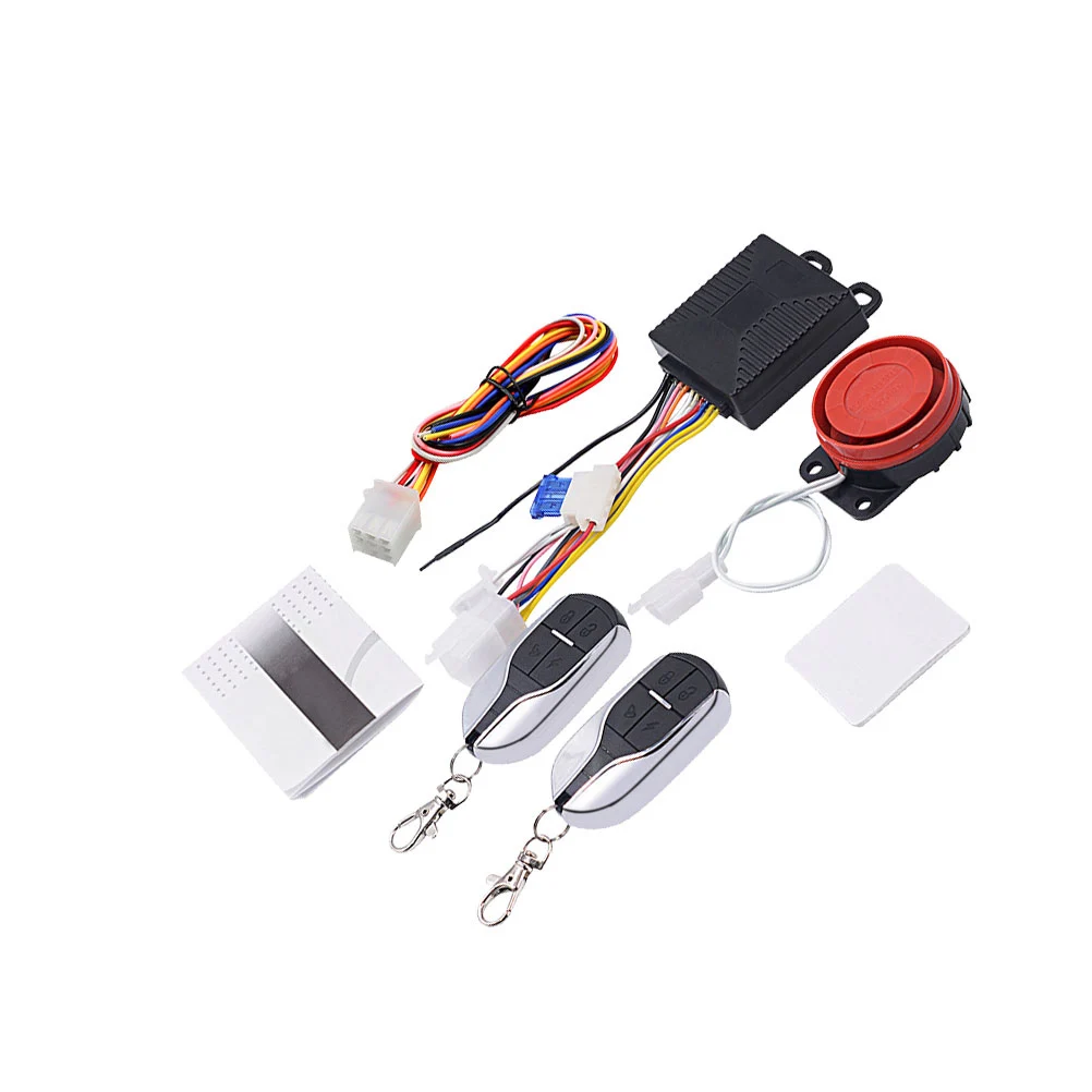 

1 Set 12V Motorcycle Alarm System Horn Scooter Engine Start Keyless Entry Anti-line Cut Universal Alarm Speaker (Black)