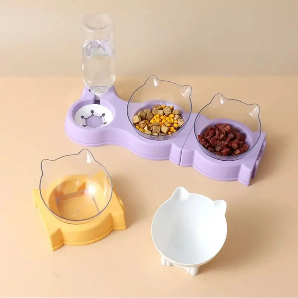 Large Capacity Cat Automatic Water Feeder All-in-One Automatic Cat Food Bowl With Drinking Bottle Splicable Pet Feeder