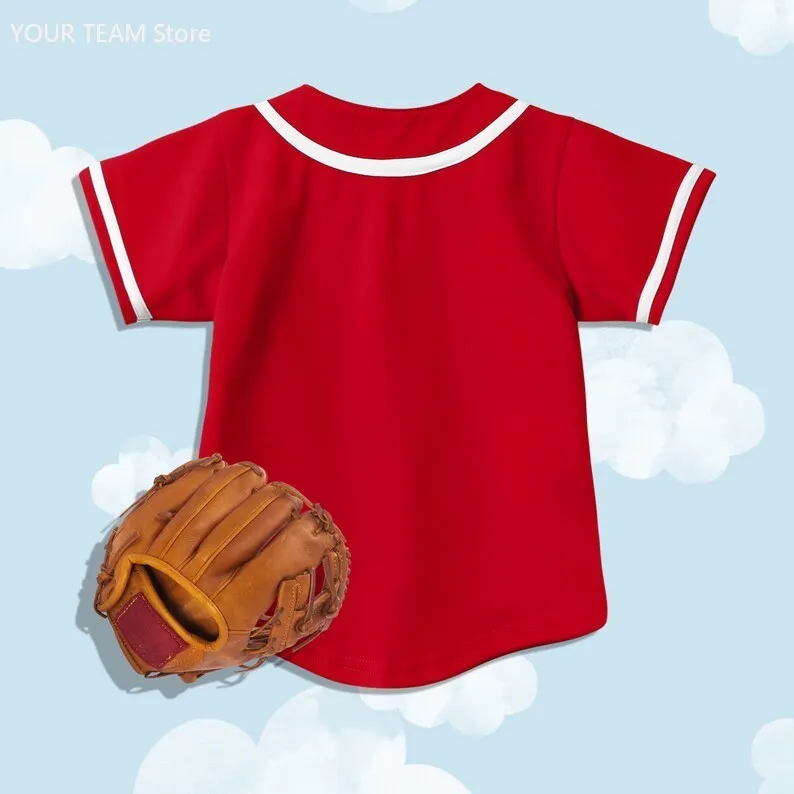 Kids Youth Baseball Button Down Jersey League Sports Team Uniforms Size 6 Month to 10Years Short Sleeve Athletic Shirts Made USA