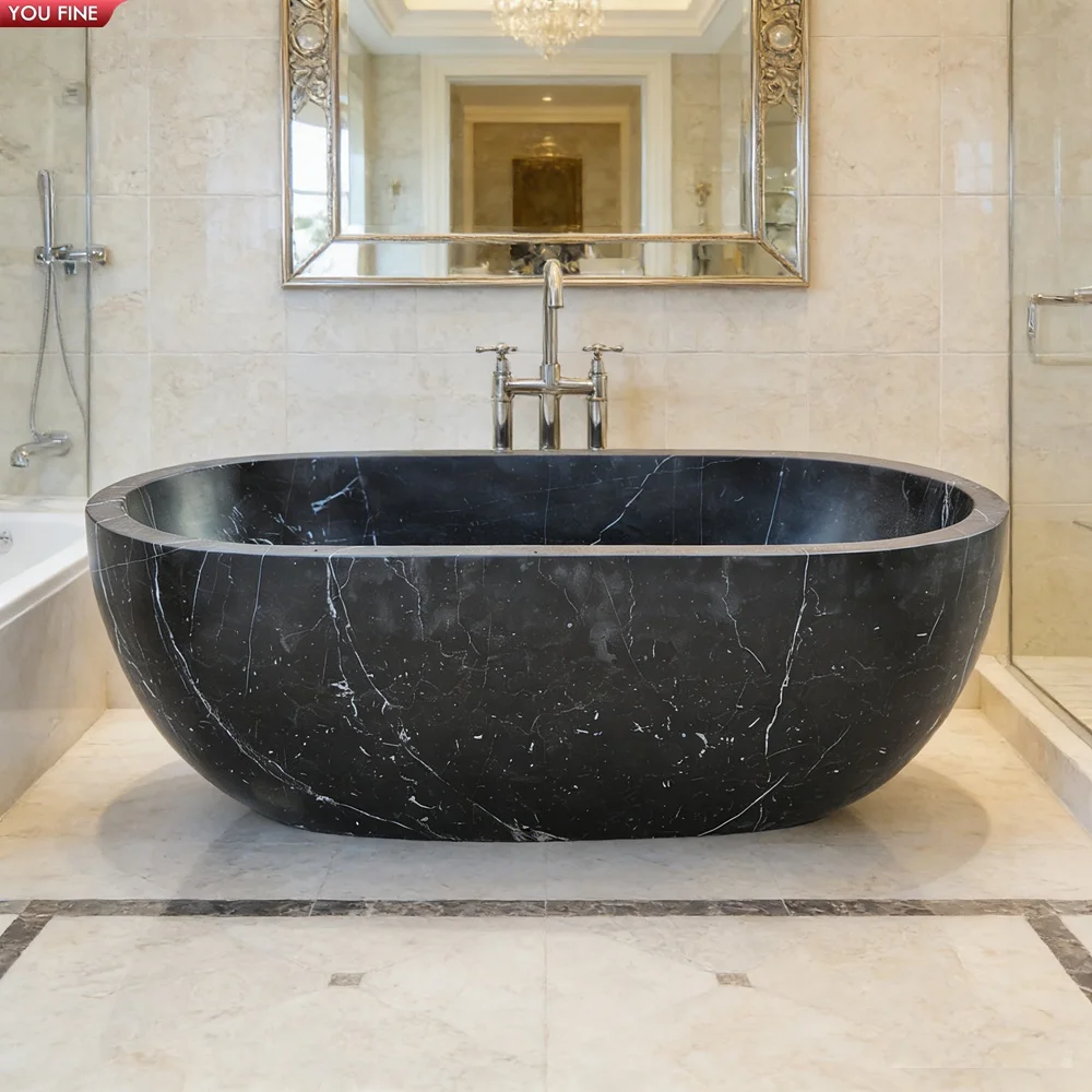 Luxury Stone Baths,YOUFINE Natural Black Marble Carved Bathtub For Luxury Bathroom Decor Ornate  standing Tub