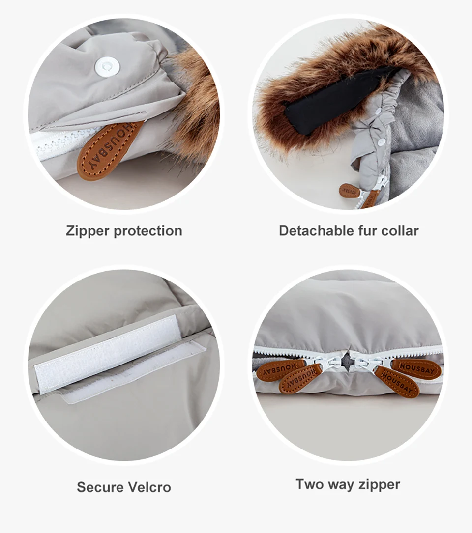Kinderwagen Fußsack Outdoor Winter Baby Warm In Kinderwagen Abnehmbare Dicker Winddicht Pelz Kragen Baby Umschlag Kinderwagen Zubehör – Detail 9