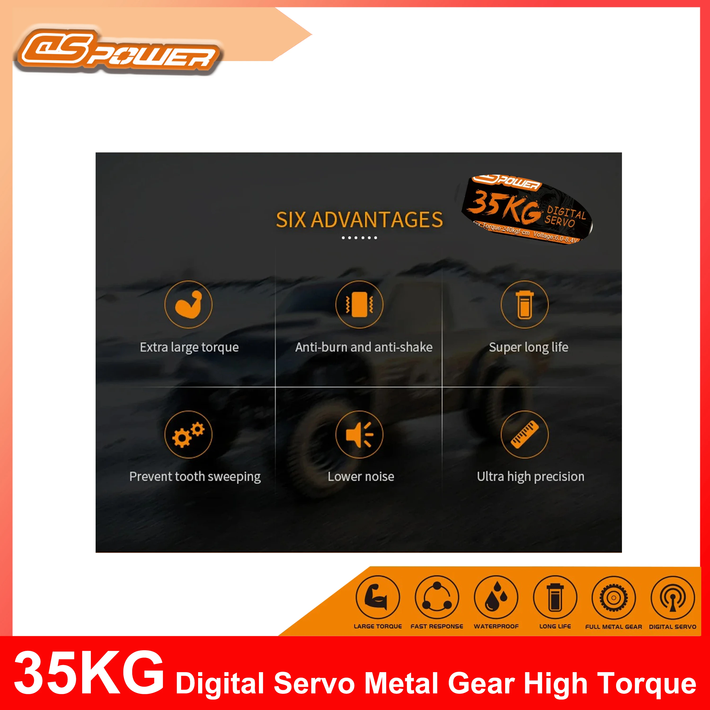 DSpower 35kg Digital Servo Metal Gear 180/300 Degree for 1/8 1/10 RC Car Crawler Boat Helicopter Airplane Robot Model Toy Parts