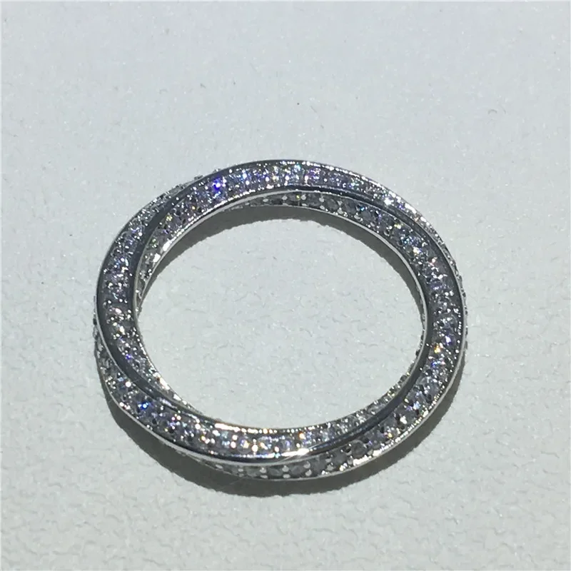 925 Sterling Silver Micro Pave Cubic Zirconia Anel para As Mulheres, Anéis de Banda, Casamento, Noivado, Festa Jóias, AAAAA