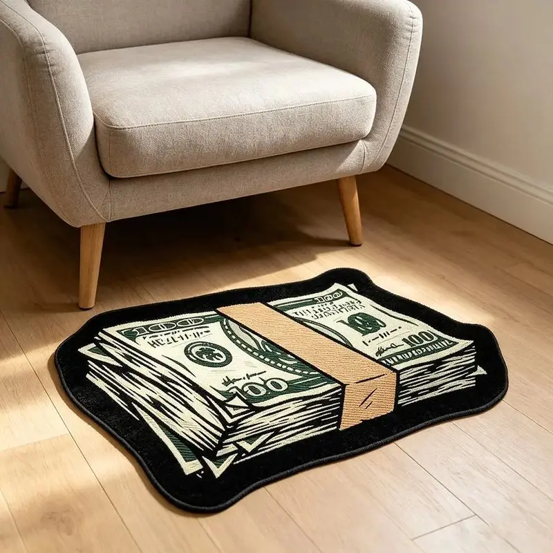 VIKAMA Money Stack Bills Novelty Rug for Floor Area Carpet Mat Cute Cozy Aesthetic Room Floor Soft Washable Home Decor