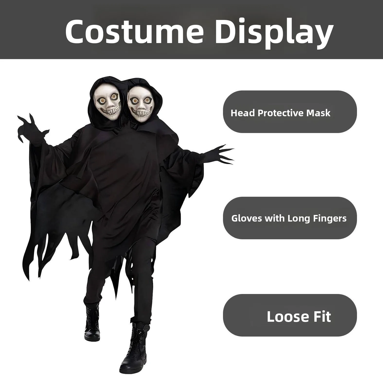

Hot Selling Halloween Costume Adult Death God Outfit Terroristic Halloween Party Costume Dance Party Apparel Ghostly Gown