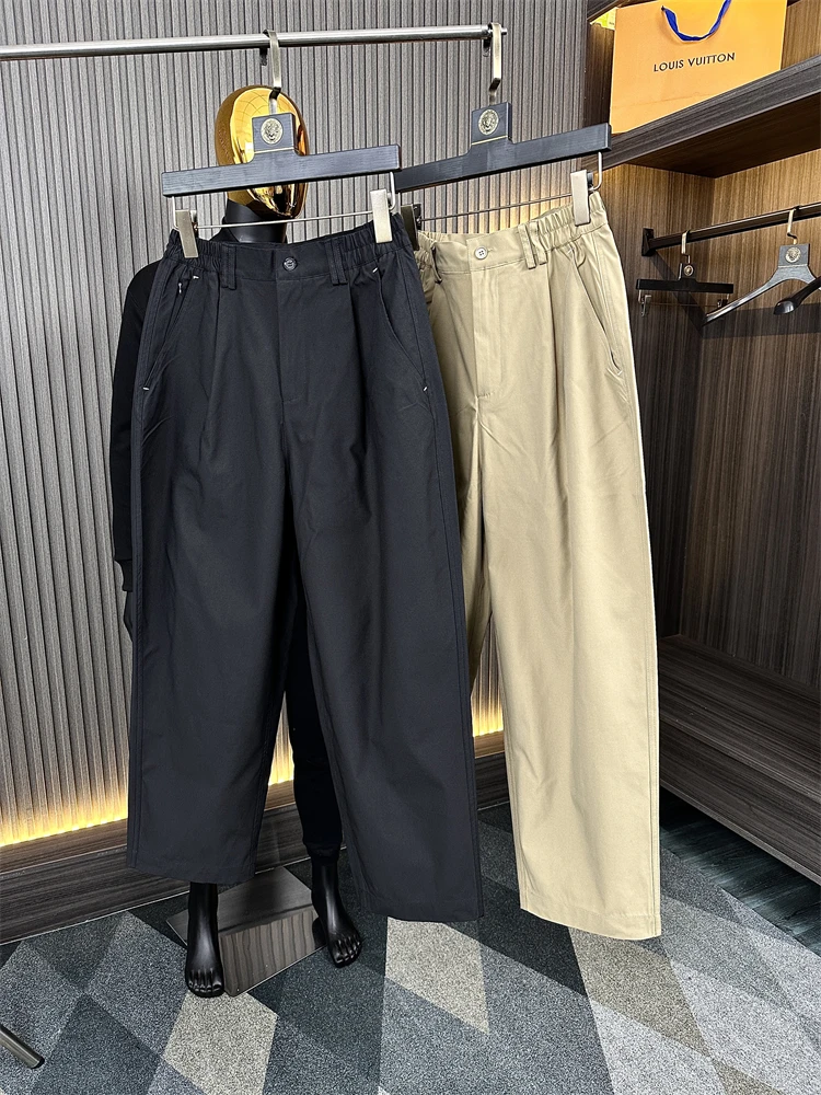 

Модные хлопковые прямые мужские повседневные брюки, длинные брюки, осенний сезон, удобные свободные брюки, однотонные, городские брюки