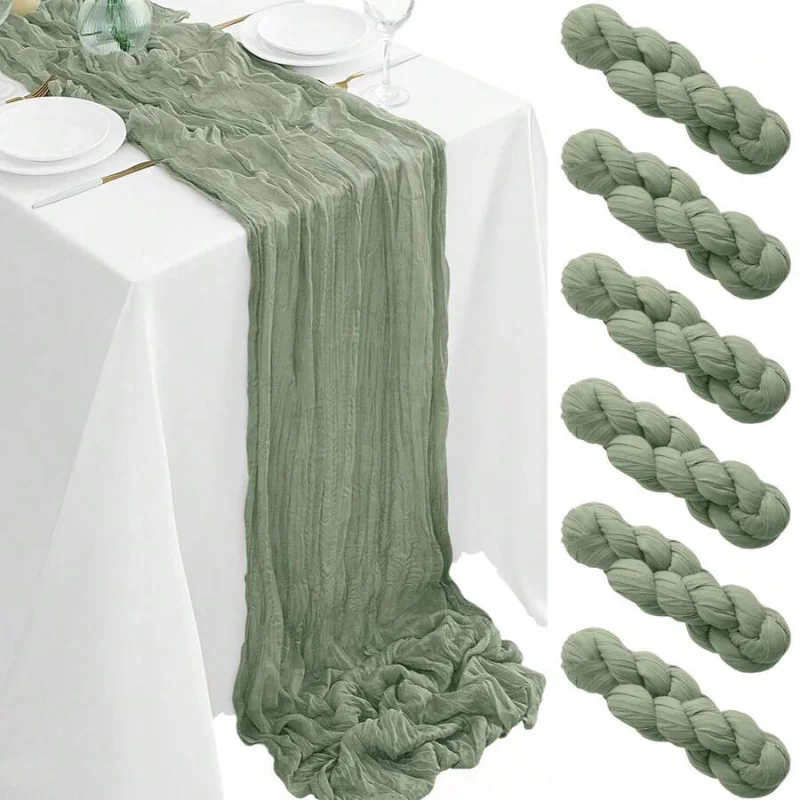 

6/12Pack Sage Green Cheesecloth Table Runner 17x108Inch Spring Easter Cheese Cloth Table Runner 9FT Boho Gauze Table Runners