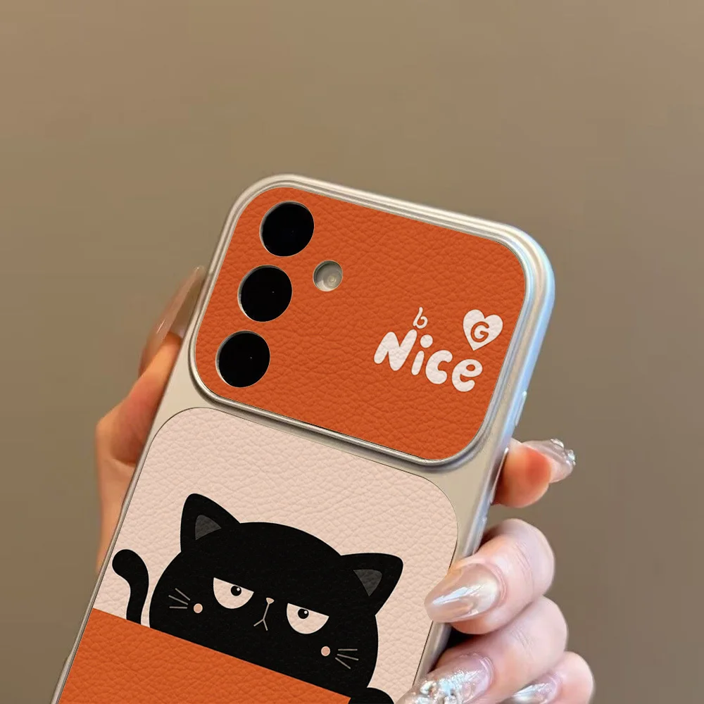Cartoon Party Black Cat Phone Case Suitable for Samsung Galaxy S26 S25 S24 S23 S22 S21 S20 FE/Ultra/Plus Anti Drop Back Cover